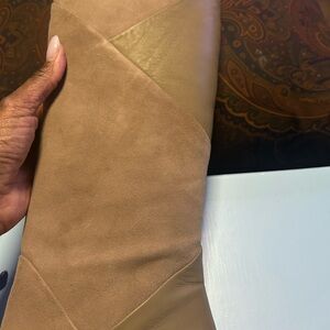 Taupe leather and suede boots